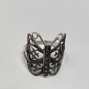 Butterfly  sterling silver ring 925 with small zirconia